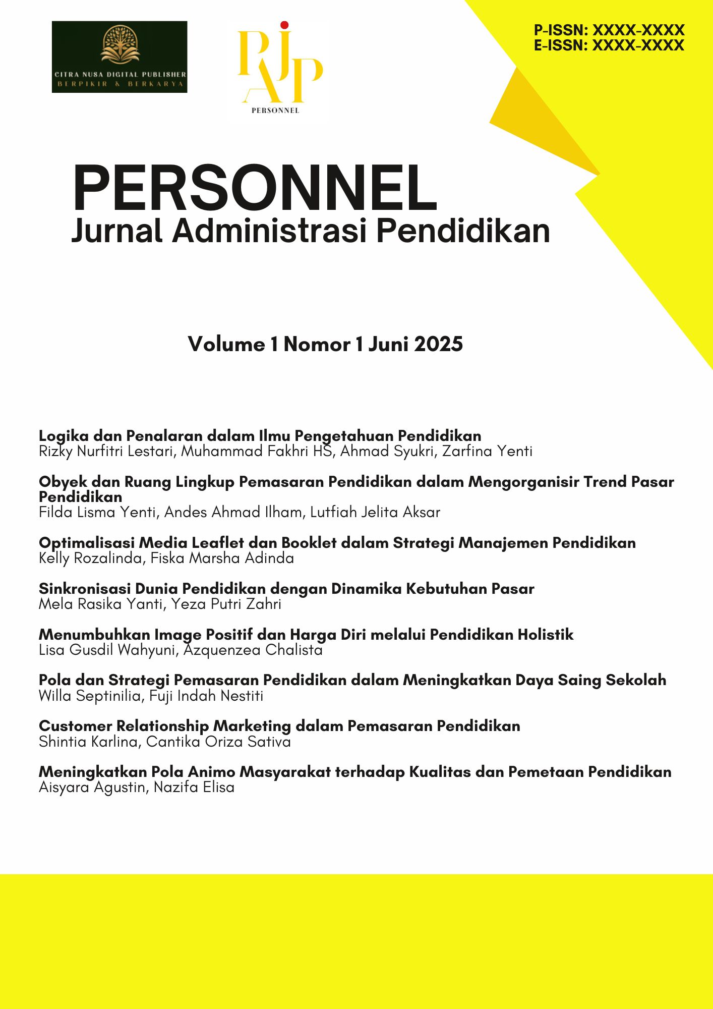 					View Vol. 1 No. 1 (2025): Personnel: Jurnal Administrasi Pendidikan
				