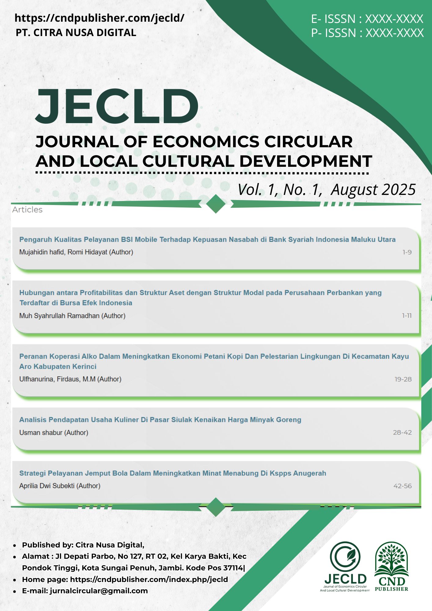 					View Vol. 1 No. 1 (2025): CIRCULAR : JOURNAL OF ECONOMICS AND LOCAL CULTURAL DEVELOPMENT
				
